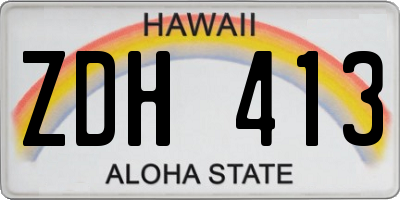 HI license plate ZDH413