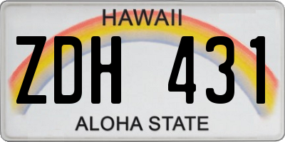 HI license plate ZDH431