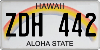 HI license plate ZDH442
