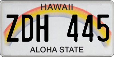 HI license plate ZDH445