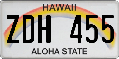 HI license plate ZDH455
