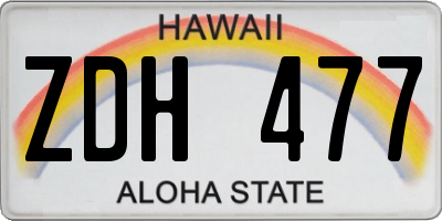 HI license plate ZDH477