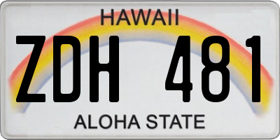 HI license plate ZDH481