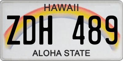 HI license plate ZDH489