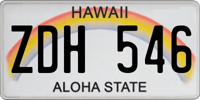 HI license plate ZDH546
