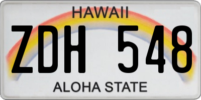 HI license plate ZDH548