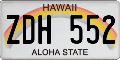 HI license plate ZDH552