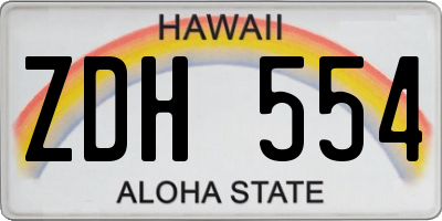 HI license plate ZDH554
