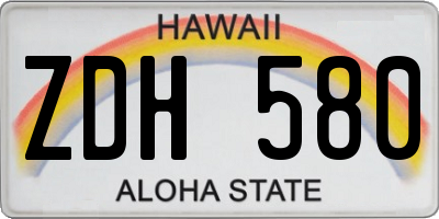HI license plate ZDH580