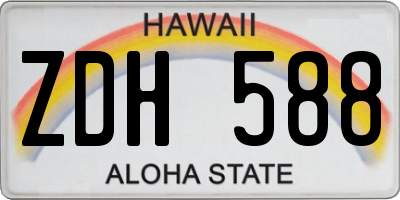 HI license plate ZDH588