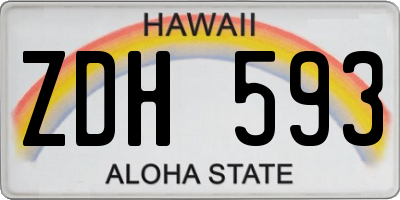 HI license plate ZDH593