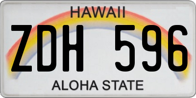 HI license plate ZDH596