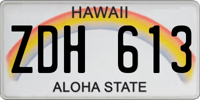 HI license plate ZDH613