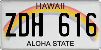 HI license plate ZDH616