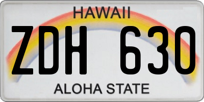 HI license plate ZDH630