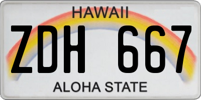 HI license plate ZDH667