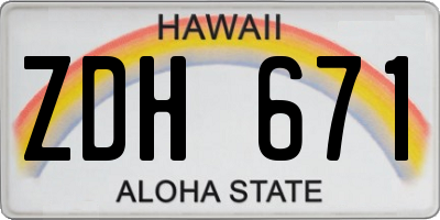 HI license plate ZDH671