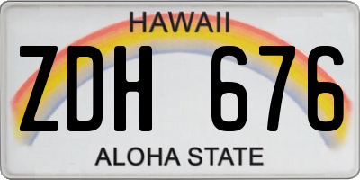 HI license plate ZDH676
