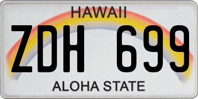 HI license plate ZDH699