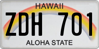 HI license plate ZDH701