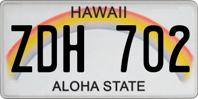 HI license plate ZDH702