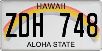 HI license plate ZDH748