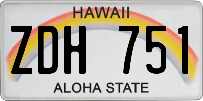 HI license plate ZDH751