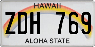 HI license plate ZDH769