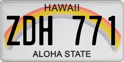 HI license plate ZDH771