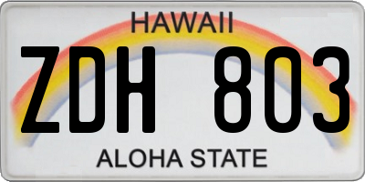 HI license plate ZDH803