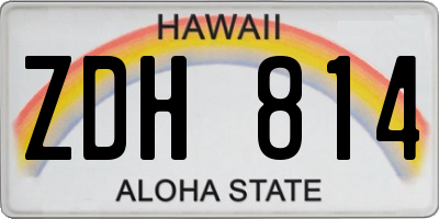 HI license plate ZDH814