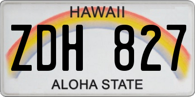 HI license plate ZDH827