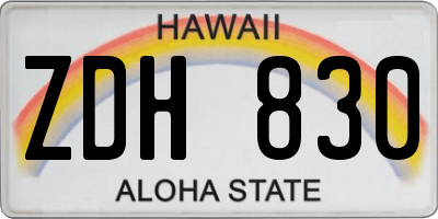 HI license plate ZDH830