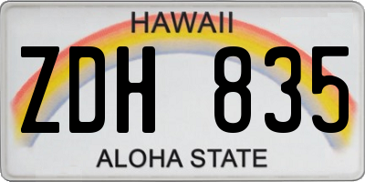 HI license plate ZDH835
