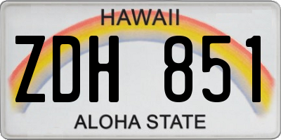 HI license plate ZDH851