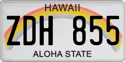 HI license plate ZDH855