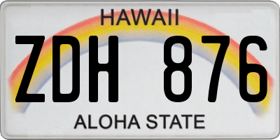 HI license plate ZDH876