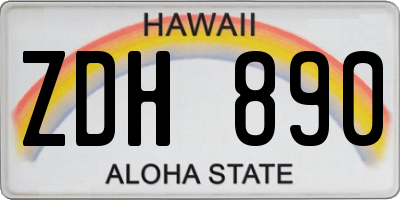 HI license plate ZDH890