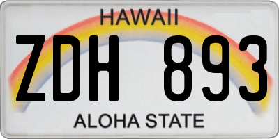 HI license plate ZDH893