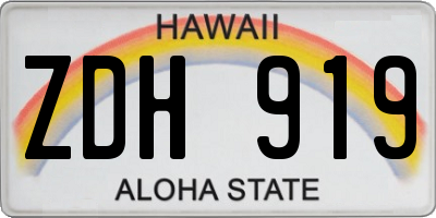 HI license plate ZDH919