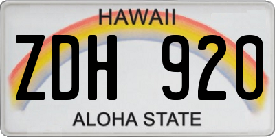 HI license plate ZDH920