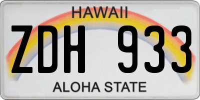 HI license plate ZDH933