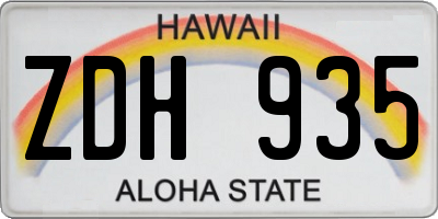 HI license plate ZDH935