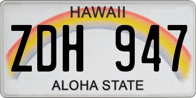 HI license plate ZDH947