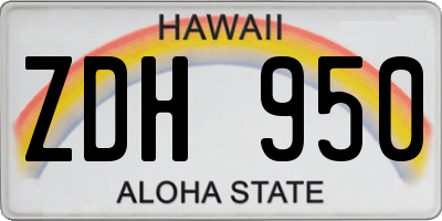 HI license plate ZDH950