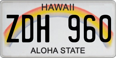 HI license plate ZDH960