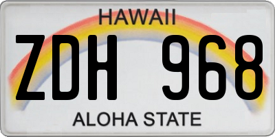 HI license plate ZDH968