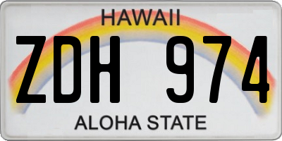 HI license plate ZDH974