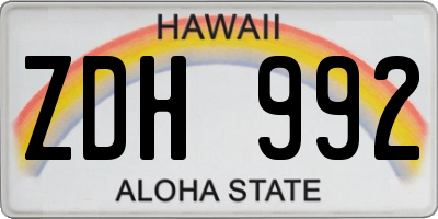 HI license plate ZDH992