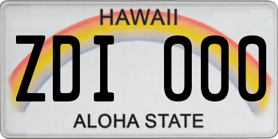 HI license plate ZDI000